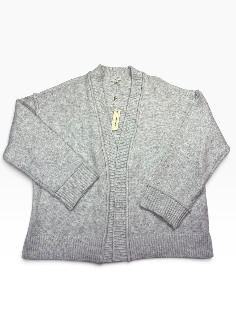 Max Studio Light Gray Open-Front Cardigan Sweater